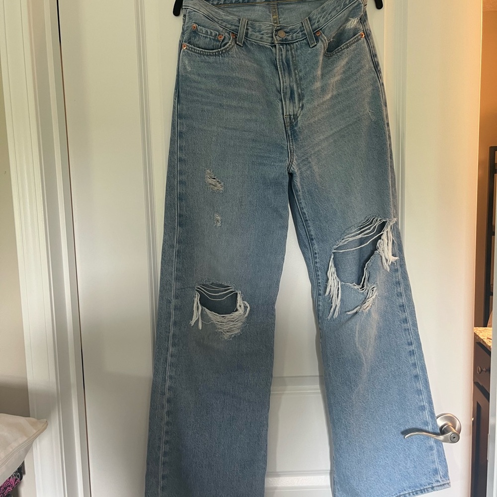 Levi's ribcage Wide Leg Jeans with Distressed Details
